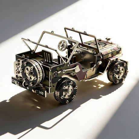 DIY metal military vehicle model jeep kit for adults display