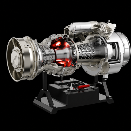 Fully assembled Teching T700 turboshaft engine model with realistic turbine structure