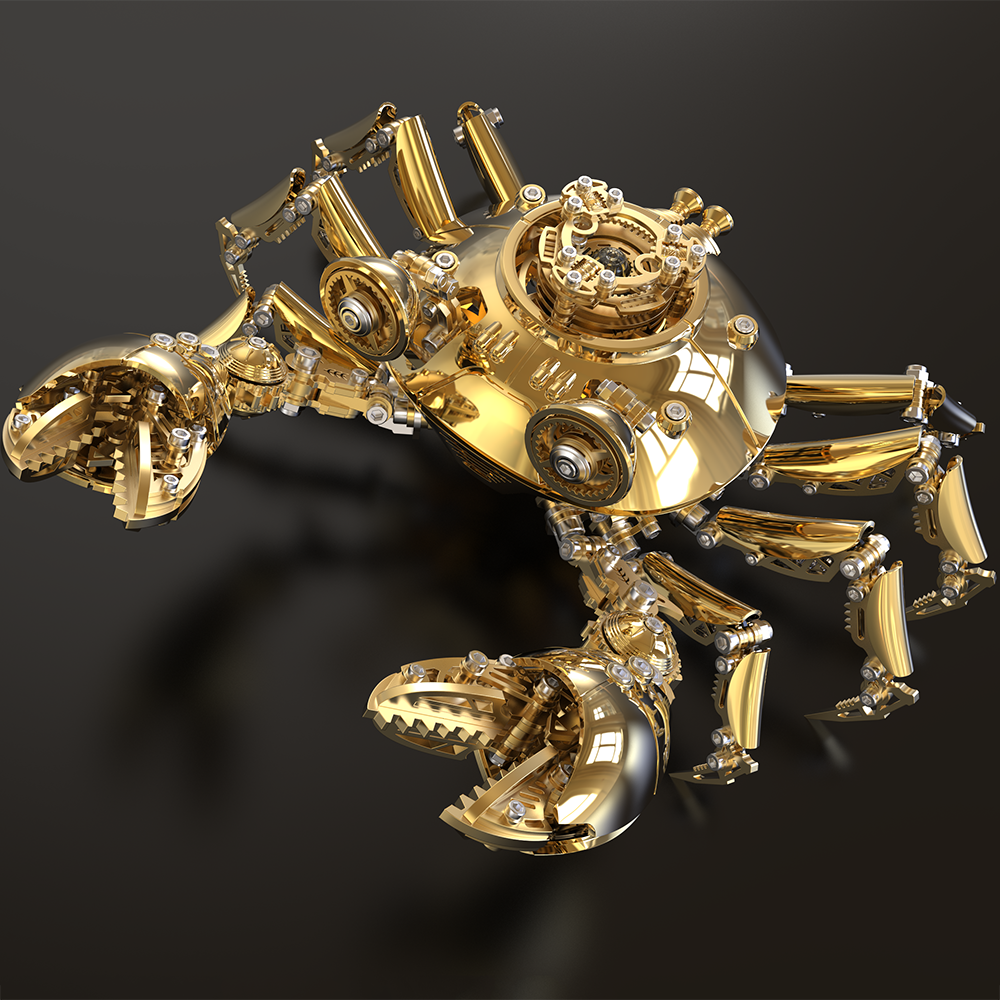3D Golden Metal Mechanical Crab Puzzle Model Kit — Perfect for