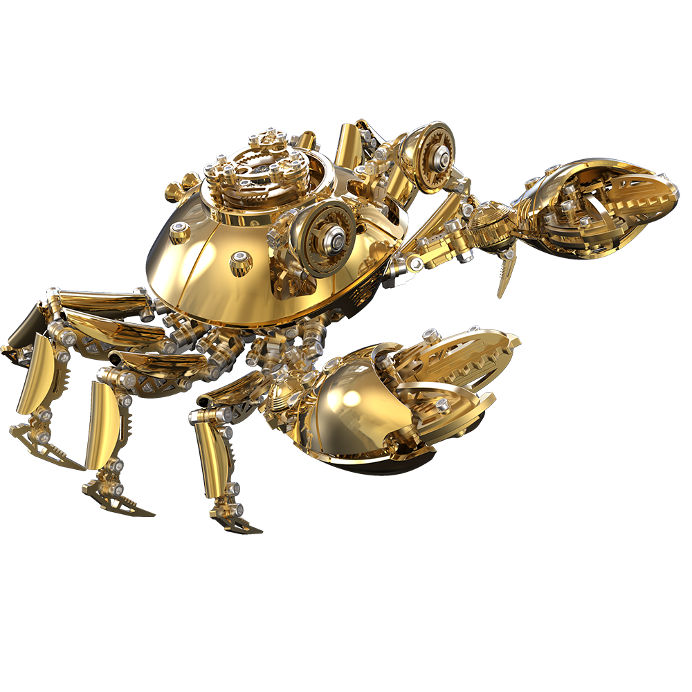 3D Golden Metal Mechanical Crab Puzzle Model Kit — Perfect for