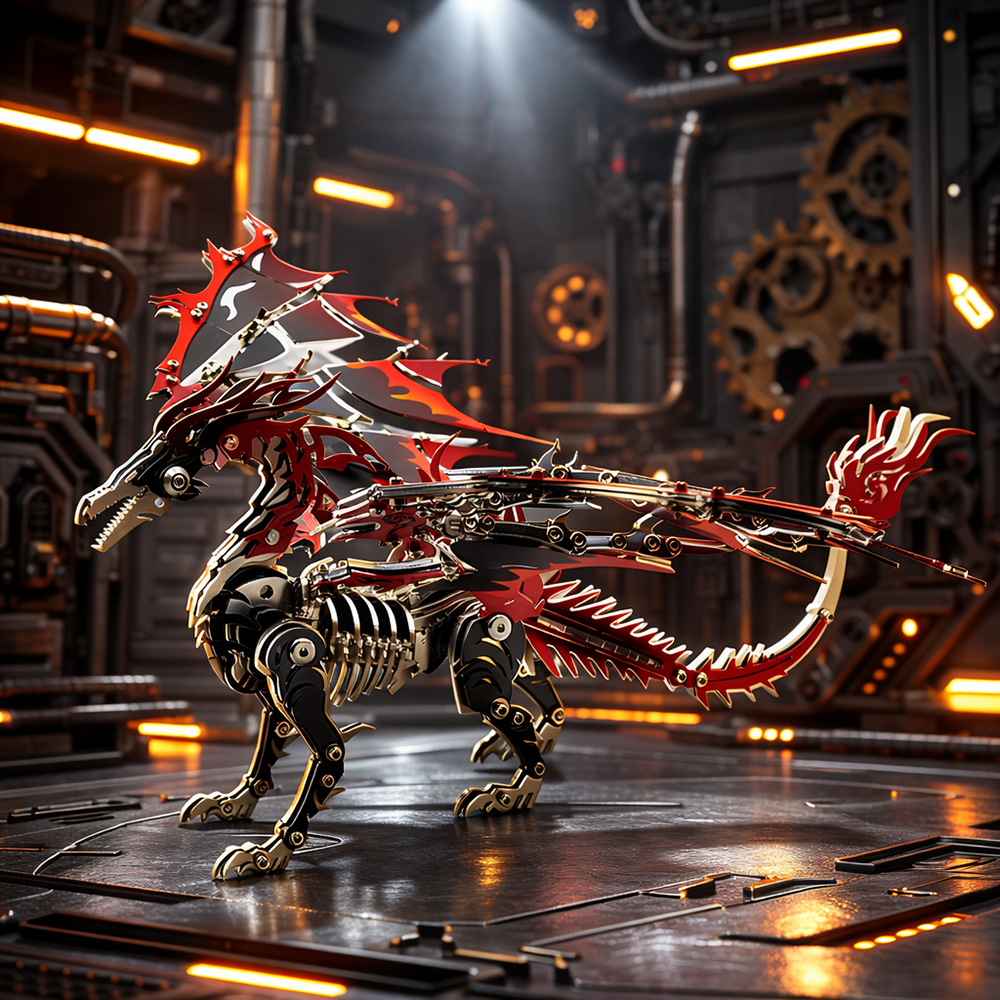 3D Mechanical Fire Dragon Metal Model Kit DIY Puzzle for Adults & Kids