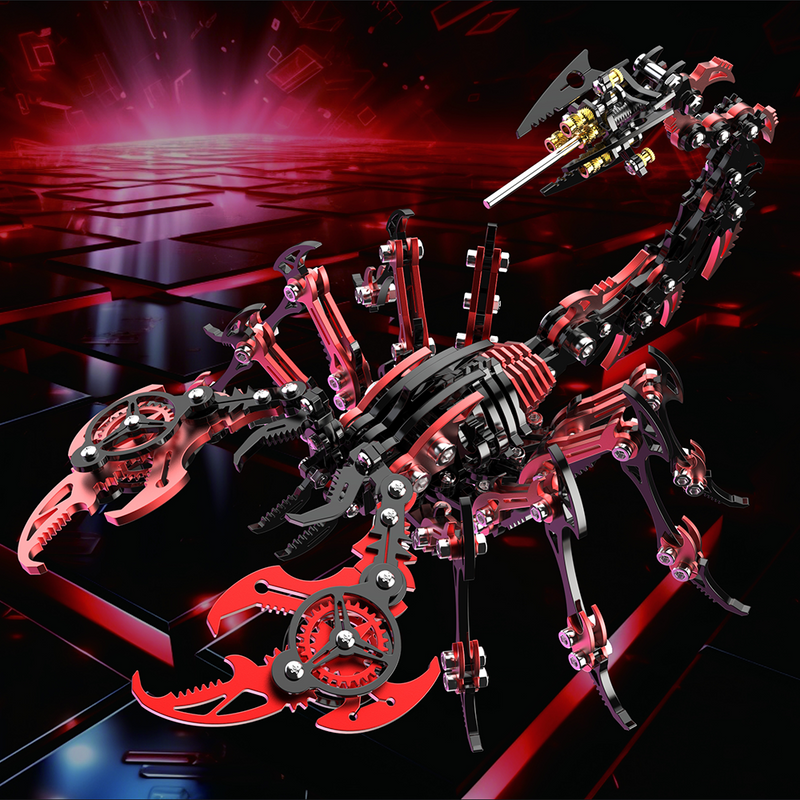 Laden Sie das Bild in Galerie -Viewer, {3D Mechanical Scorpion Metal Puzzle Red Black Model Kit
