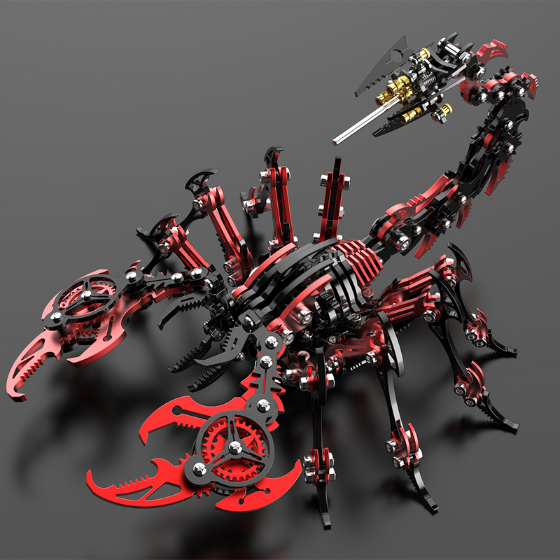 Laad de afbeelding in galerijviewer, 3D Mechanical Scorpion Metal Puzzle Red Black Model Kit
