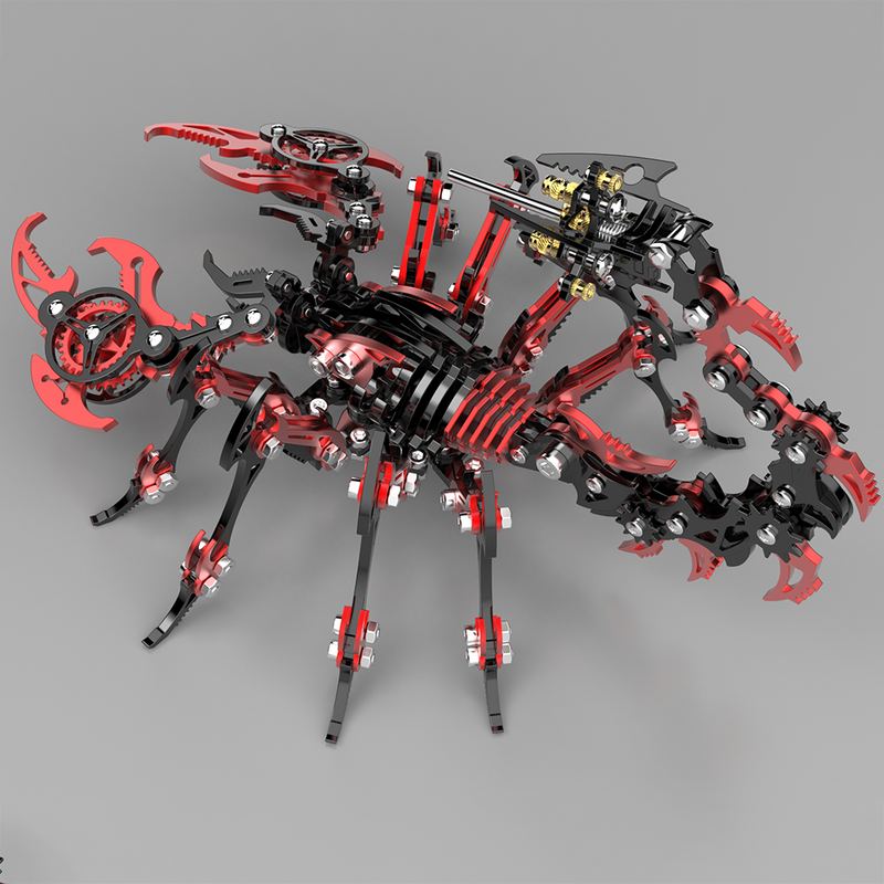 Laad de afbeelding in galerijviewer, 3D Mechanical Scorpion Metal Puzzle Red Black Model Kit
