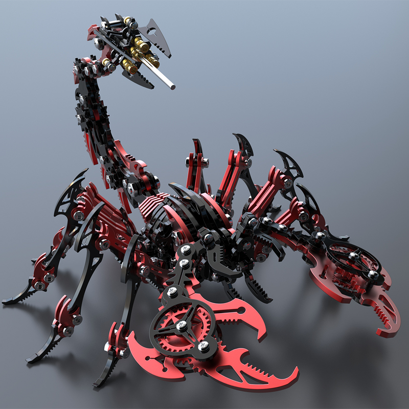 Laden Sie das Bild in Galerie -Viewer, {3D Mechanical Scorpion Metal Puzzle Red Black Model Kit
