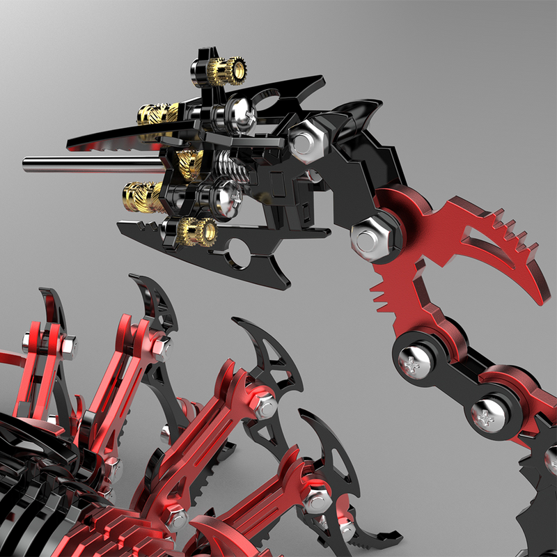 Laden Sie das Bild in Galerie -Viewer, {3D Mechanical Scorpion Metal Puzzle Red Black Model Kit
