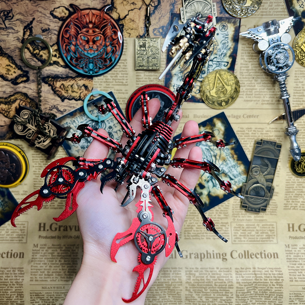 3D Mechanical Scorpion Metal Puzzle Red Black Model Kit – metalkitor