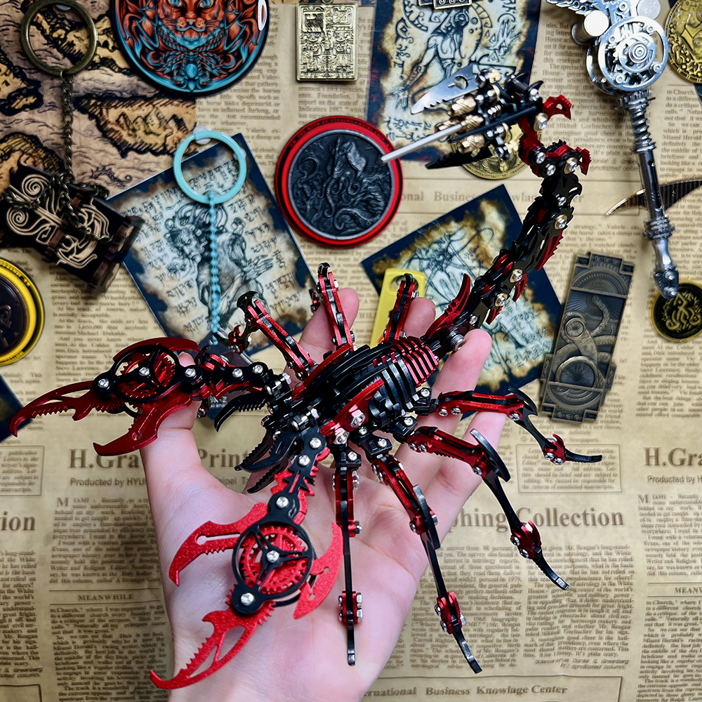 3D Mechanical Scorpion Metal Puzzle Red Black Model Kit – metalkitor