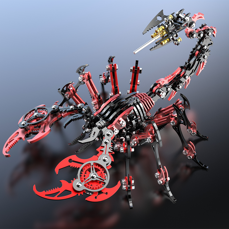 Laden Sie das Bild in Galerie -Viewer, {3D Mechanical Scorpion Metal Puzzle Red Black Model Kit
