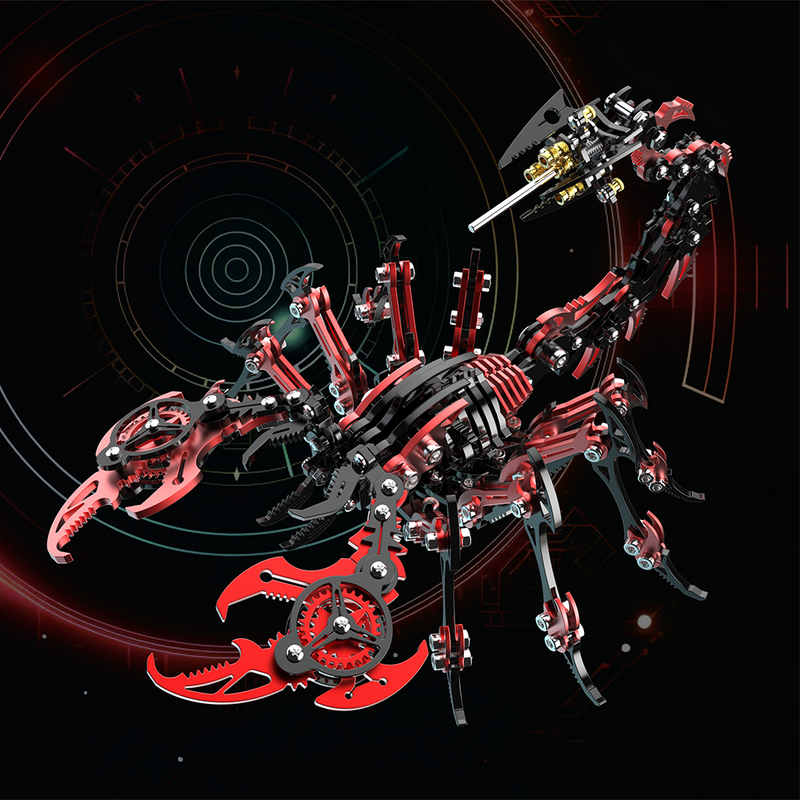 Laden Sie das Bild in Galerie -Viewer, {3D Mechanical Scorpion Metal Puzzle Red Black Model Kit
