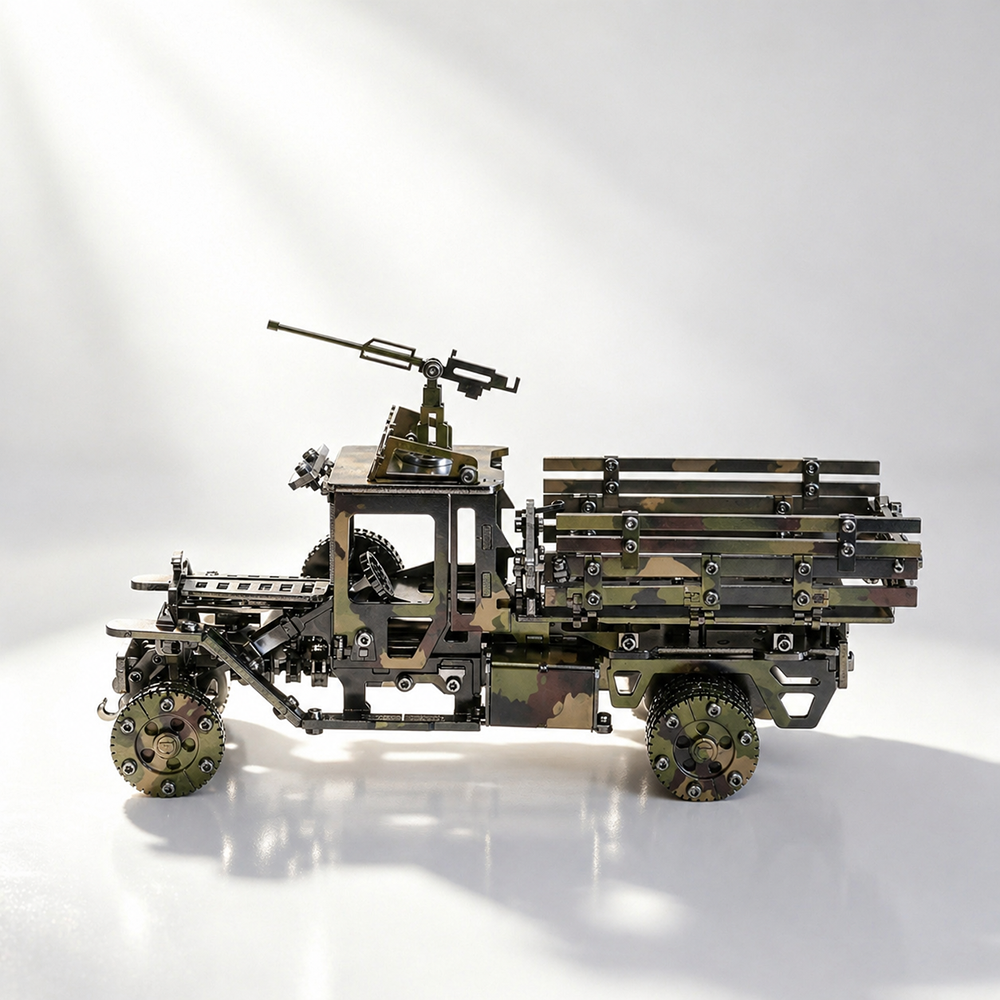 3D Metal Mechanical Military Truck Model Kit for Adults Camouflage DIY Assembly Puzzle