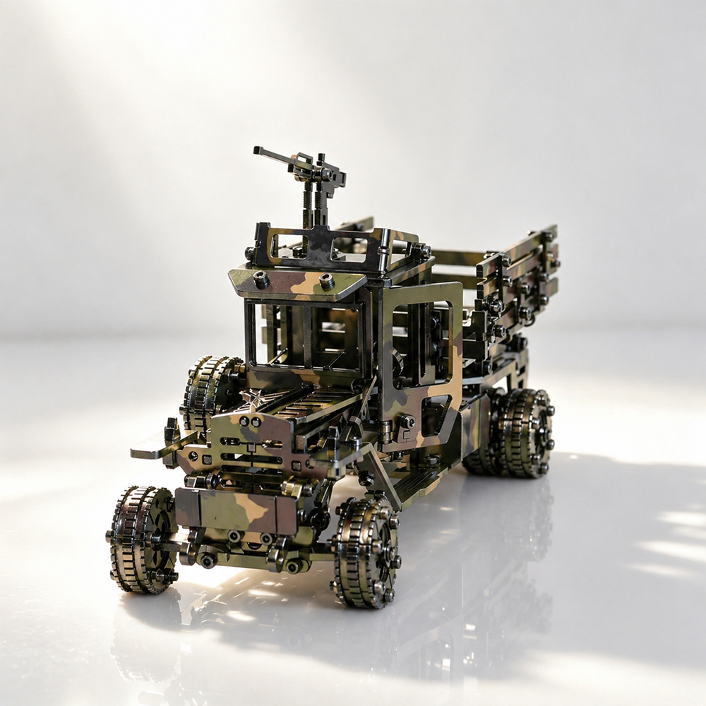 3D Metal Mechanical Military Truck Model Kit for Adults Camouflage DIY Assembly Puzzle