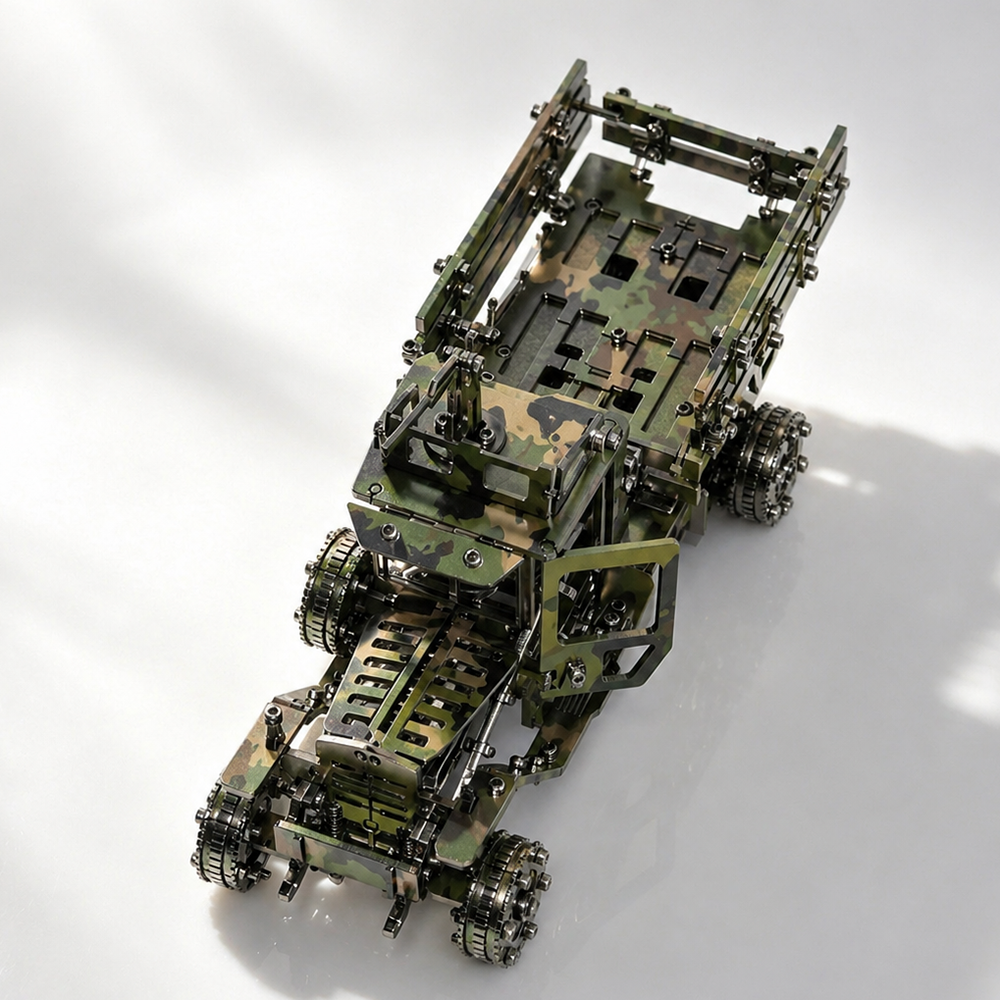 3D Metal Mechanical Military Truck Model Kit for Adults Camouflage DIY Assembly Puzzle