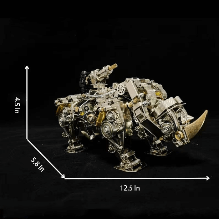 3D metal mechanical Rhino puzzle 800PCS model kit for adults