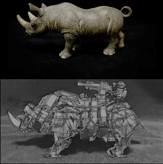 3D metal mechanical Rhino puzzle 800PCS model kit for adults