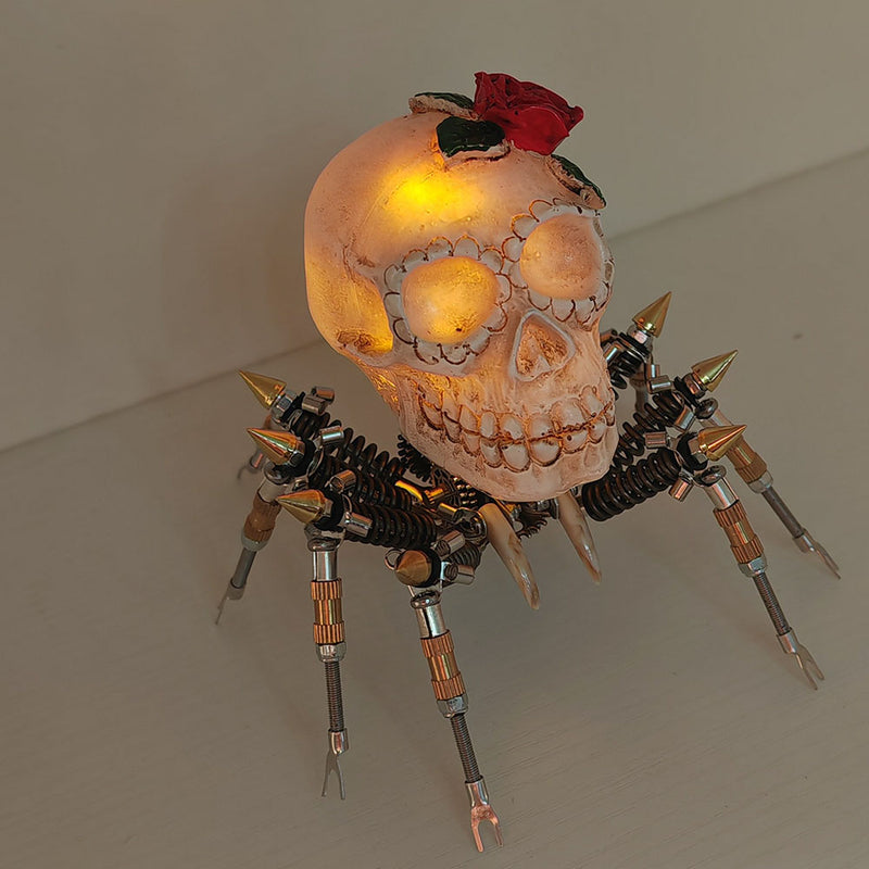 Laad de afbeelding in galerijviewer, 3D Metal Spider Skull Night Light Puzzle Model Kit for Halloween Decoration
