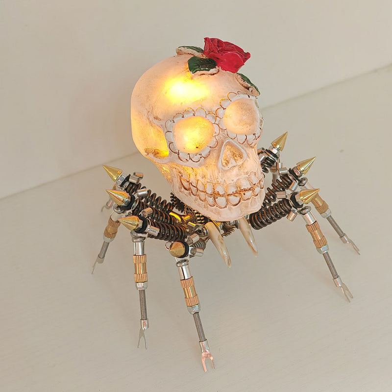 Laad de afbeelding in galerijviewer, 3D Metal Spider Skull Night Light Puzzle Model Kit for Halloween Decoration
