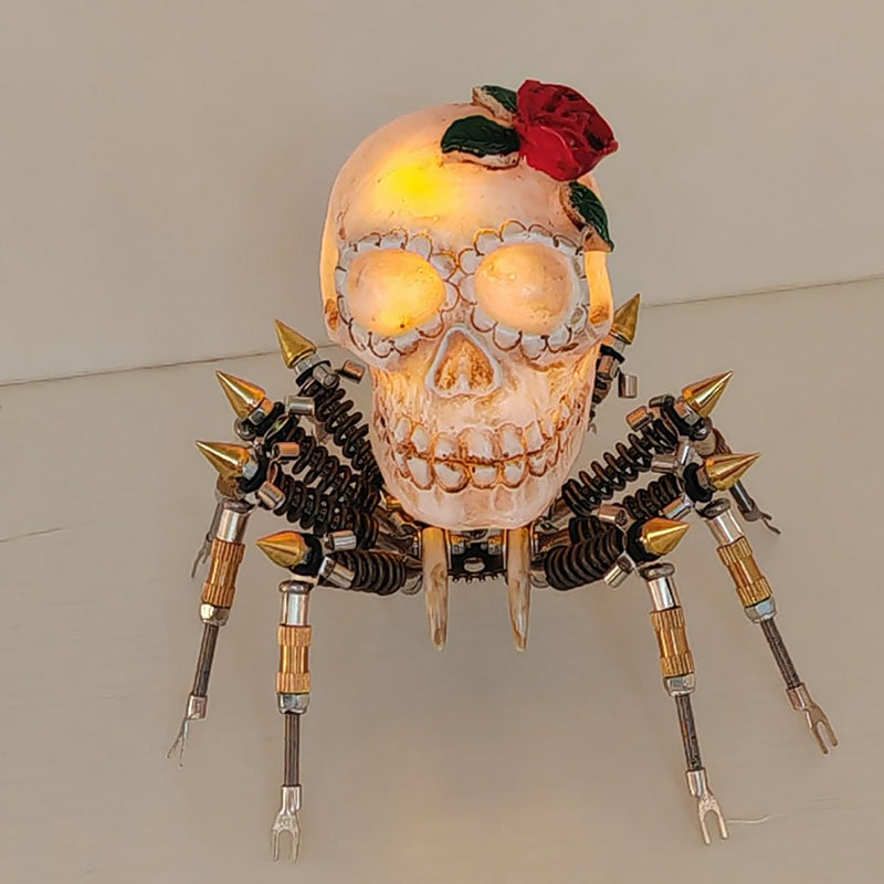 Laden Sie das Bild in Galerie -Viewer, {3D Metal Spider Skull Night Light Puzzle Model Kit for Halloween Decoration
