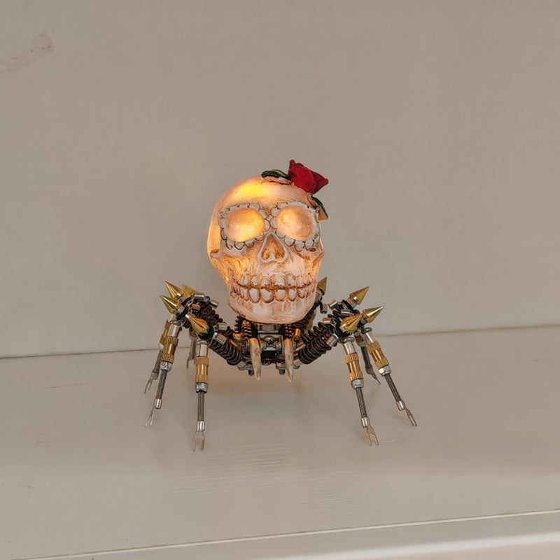 Laad de afbeelding in galerijviewer, 3D Metal Spider Skull Night Light Puzzle Model Kit for Halloween Decoration
