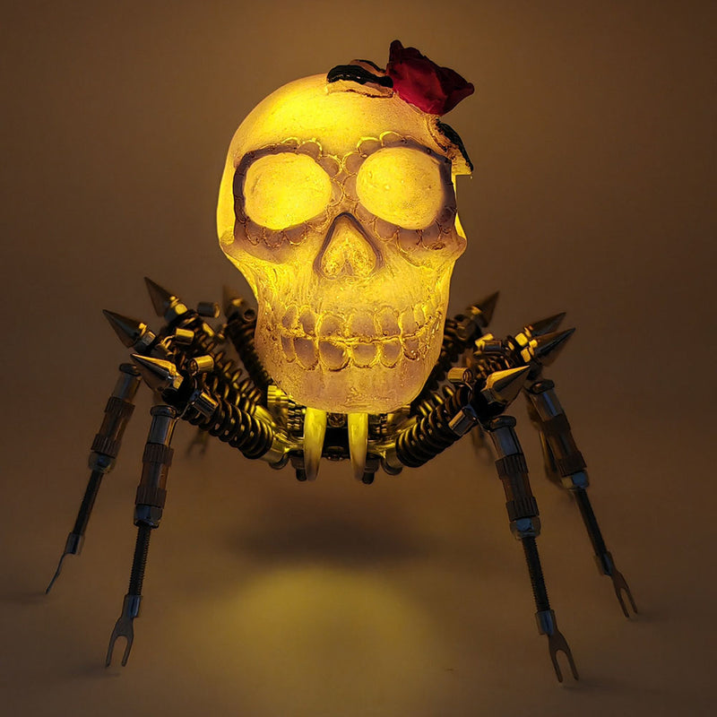 Laden Sie das Bild in Galerie -Viewer, {3D Metal Spider Skull Night Light Puzzle Model Kit for Halloween Decoration
