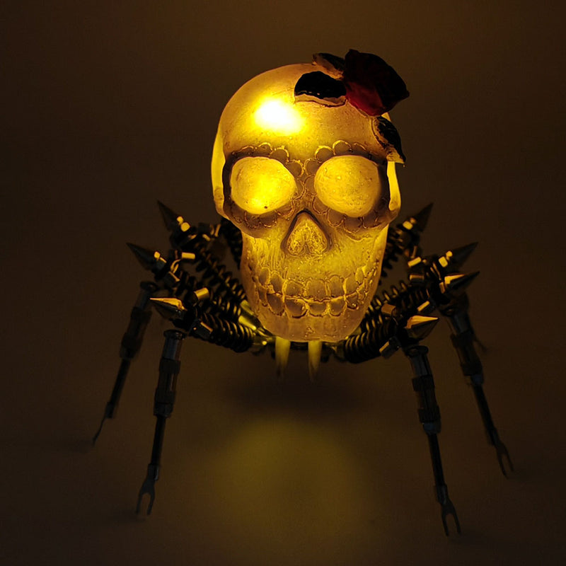 Laad de afbeelding in galerijviewer, 3D Metal Spider Skull Night Light Puzzle Model Kit for Halloween Decoration
