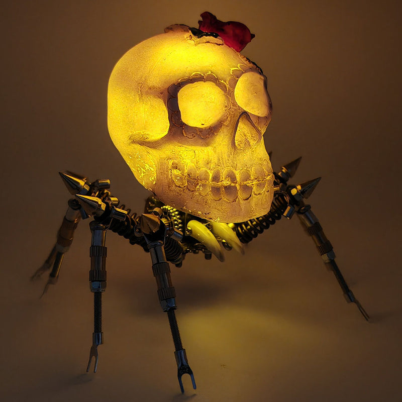 Laad de afbeelding in galerijviewer, 3D Metal Spider Skull Night Light Puzzle Model Kit for Halloween Decoration
