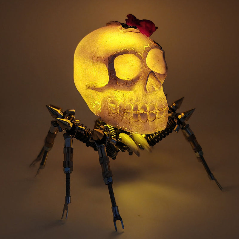 Laden Sie das Bild in Galerie -Viewer, {3D Metal Spider Skull Night Light Puzzle Model Kit for Halloween Decoration
