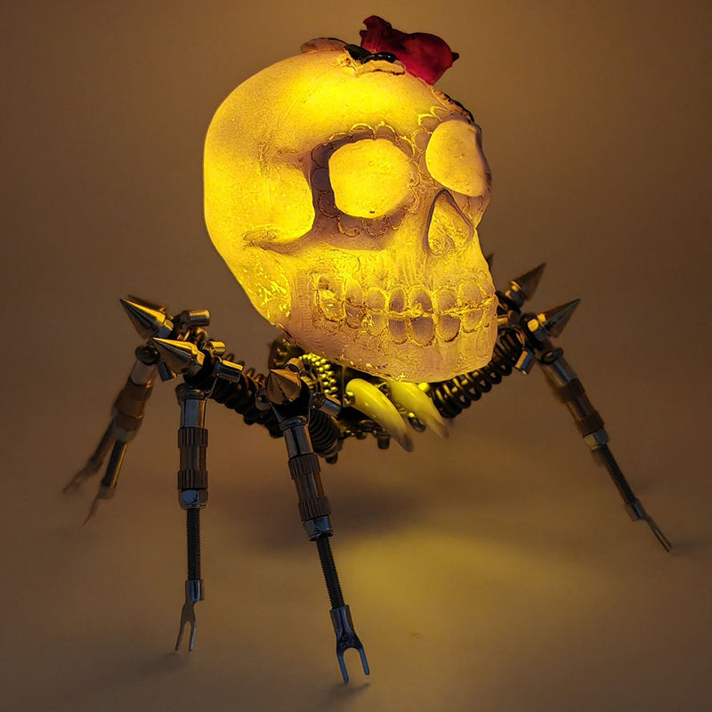 Laad de afbeelding in galerijviewer, 3D Metal Spider Skull Night Light Puzzle Model Kit for Halloween Decoration
