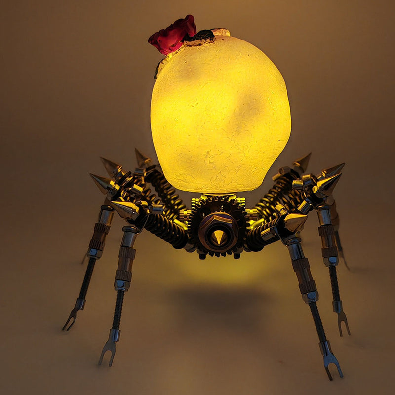 Laden Sie das Bild in Galerie -Viewer, {3D Metal Spider Skull Night Light Puzzle Model Kit for Halloween Decoration
