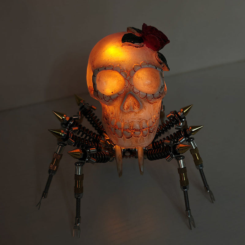 Laden Sie das Bild in Galerie -Viewer, {3D Metal Spider Skull Night Light Puzzle Model Kit for Halloween Decoration
