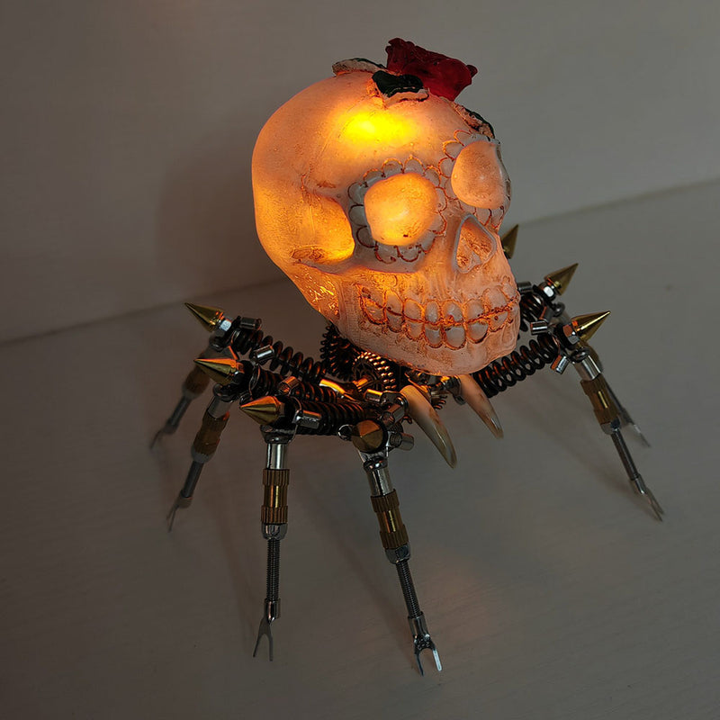 Laad de afbeelding in galerijviewer, 3D Metal Spider Skull Night Light Puzzle Model Kit for Halloween Decoration
