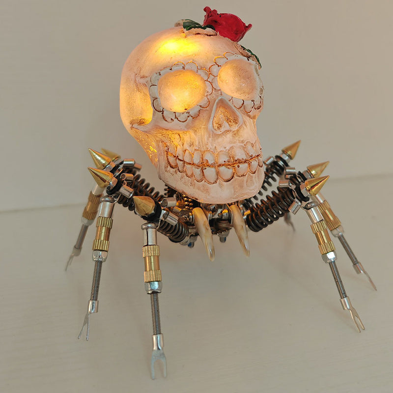 Laad de afbeelding in galerijviewer, 3D Metal Spider Skull Night Light Puzzle Model Kit for Halloween Decoration
