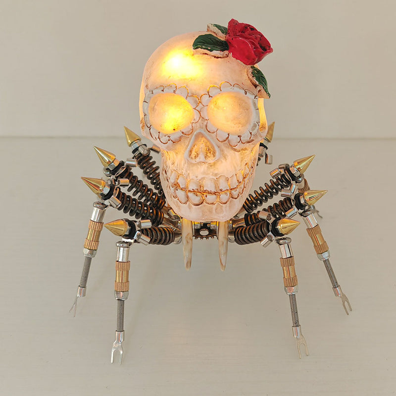 Laden Sie das Bild in Galerie -Viewer, {3D Metal Spider Skull Night Light Puzzle Model Kit for Halloween Decoration
