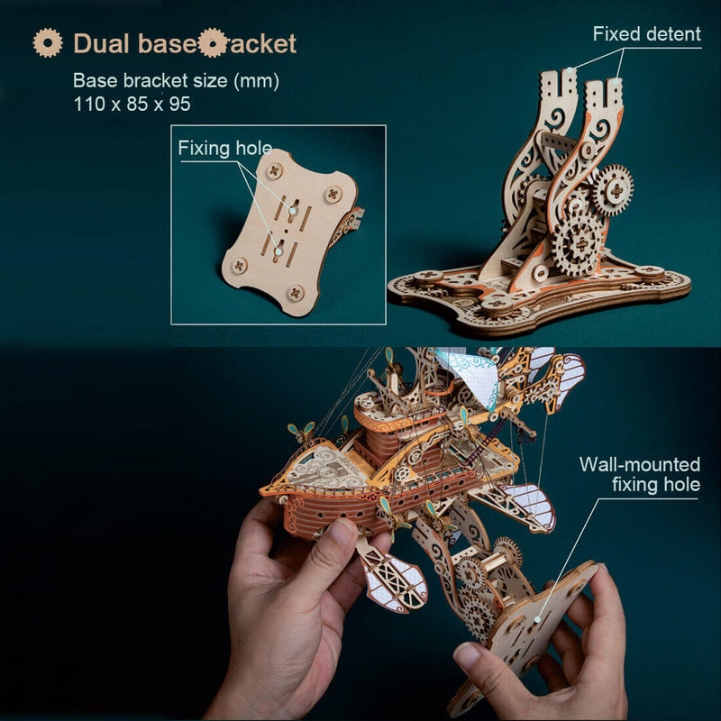 Load image into Gallery viewer, Steampunk Fantasy Spaceship Wooden Puzzle Model Kit For Gift
