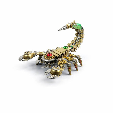 Steampunk mechanical scorpion metal model kit on white background