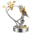 Bionic mechanical hummingbird 3D metal model kit with flapping wings, LED eyes and flower display