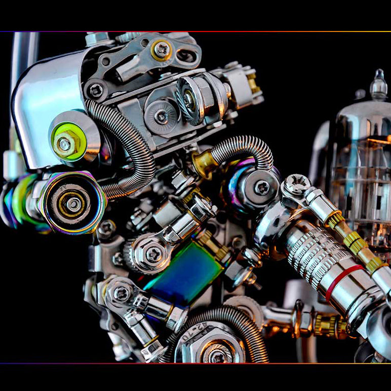 Laden Sie das Bild in Galerie -Viewer, {Cyberpunk Diving Ape 3D Metal Puzzle Model Kit with Base
