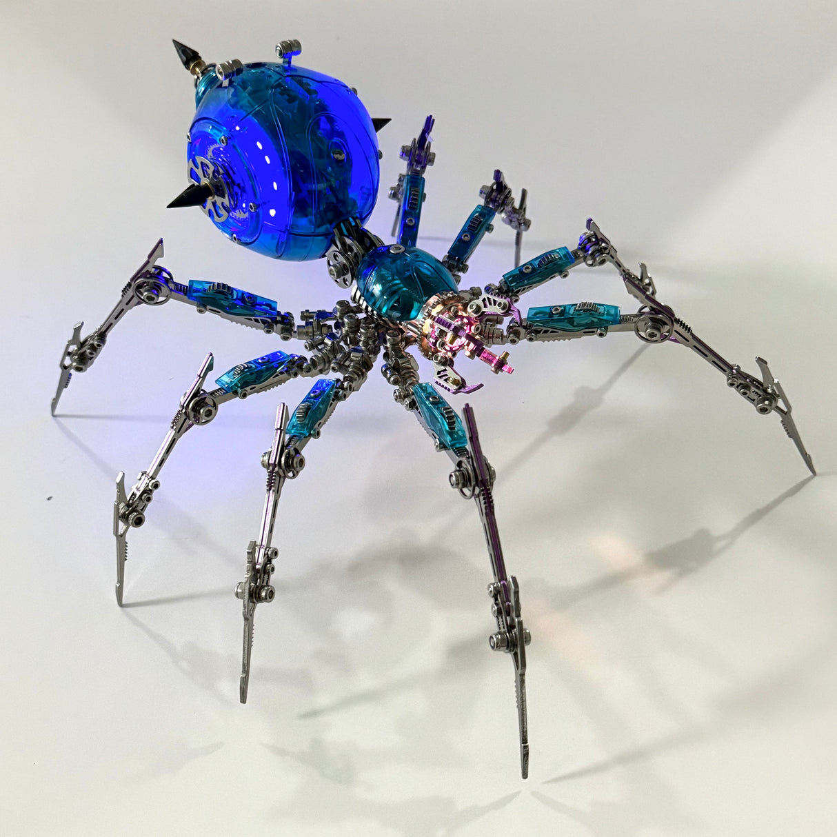 Cyberpunk Metal Mechanical Mecha Blue Battle Spider Model Building Kit for Adults
