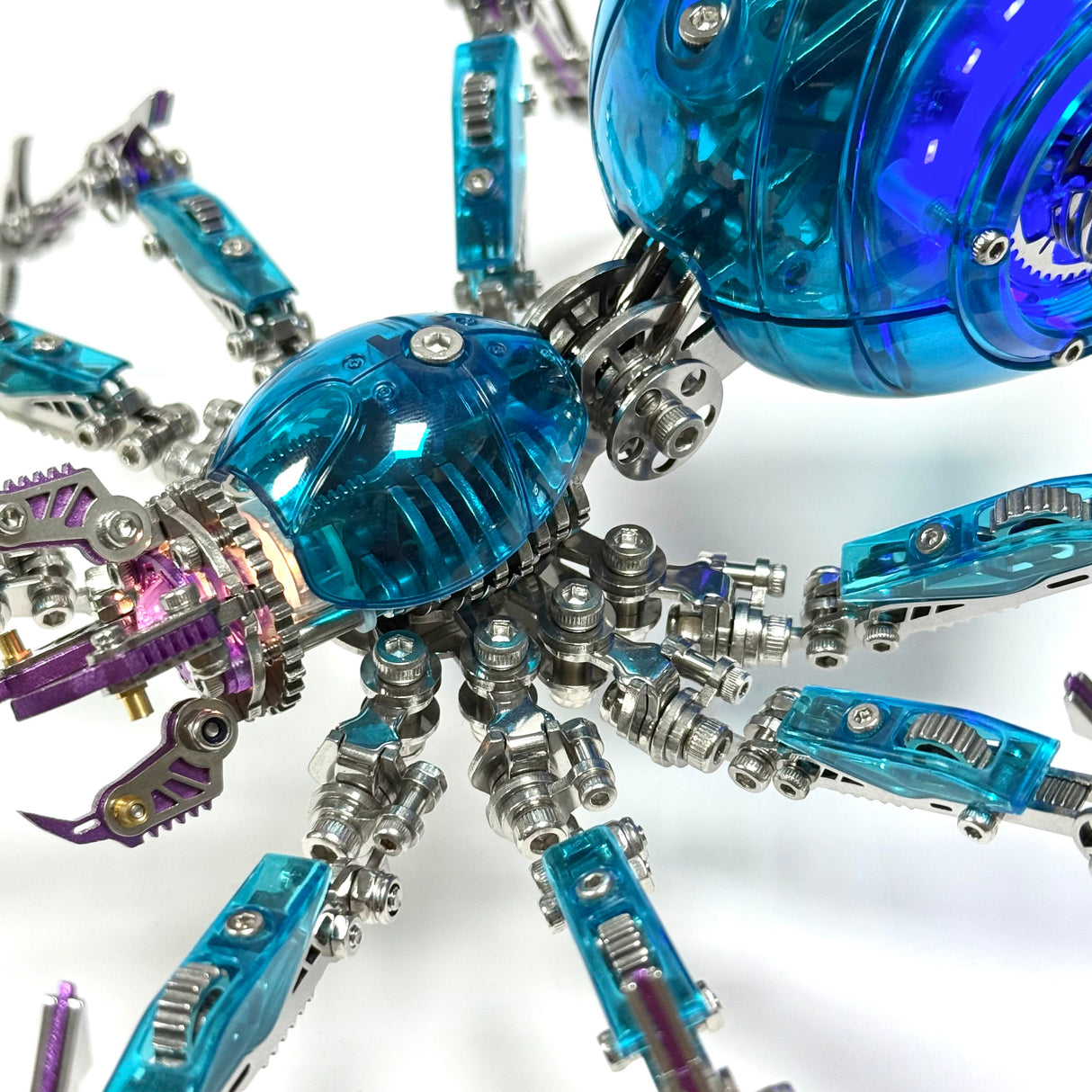 Cyberpunk Metal Mechanical Mecha Blue Battle Spider Model Building Kit for Adults