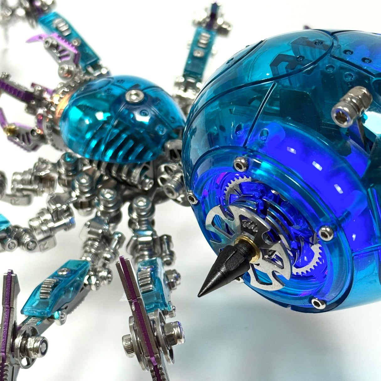 Cyberpunk Metal Mechanical Mecha Blue Battle Spider Model Building Kit for Adults