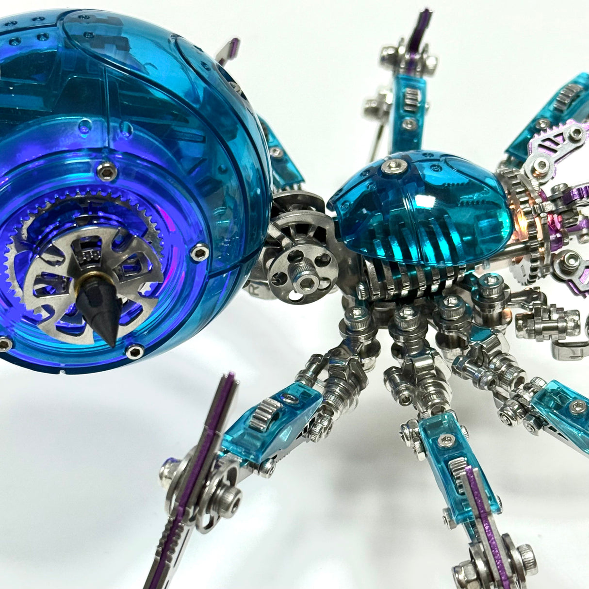 Cyberpunk Metal Mechanical Mecha Blue Battle Spider Model Building Kit for Adults