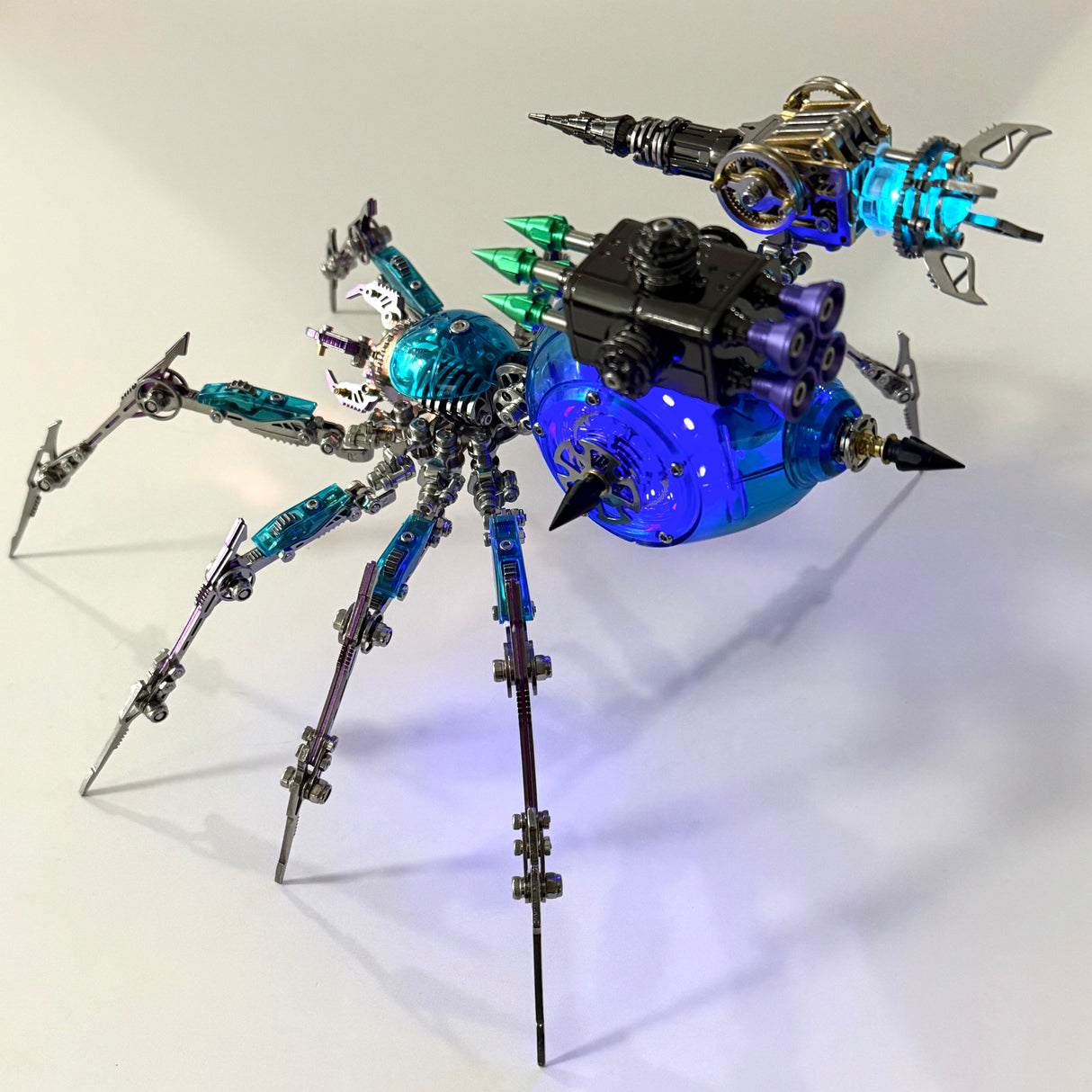 Cyberpunk Metal Mechanical Mecha Blue Battle Spider Model Building Kit for Adults
