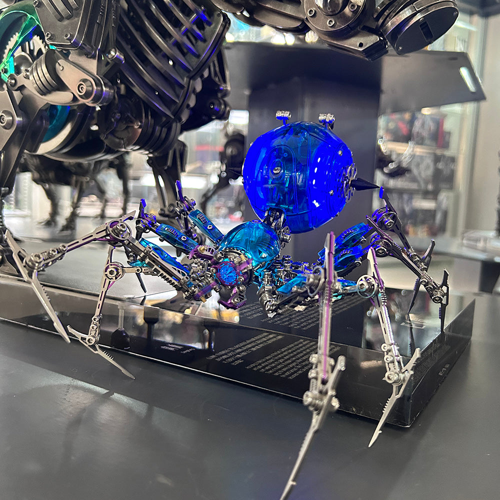 Cyberpunk Metal Mechanical Mecha Blue Battle Spider Model Building Kit for Adults
