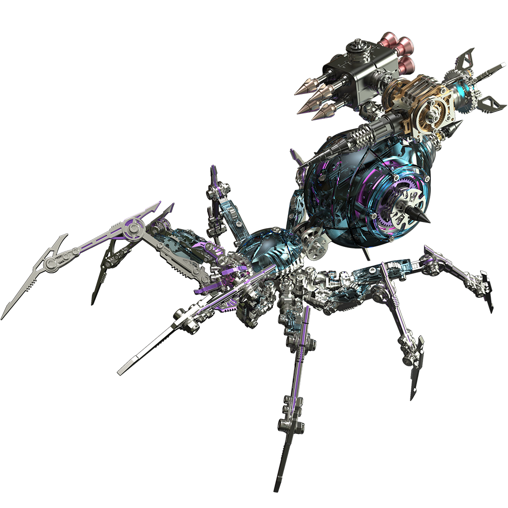 Cyberpunk Metal Mechanical Mecha Blue Battle Spider Model Building Kit for Adults