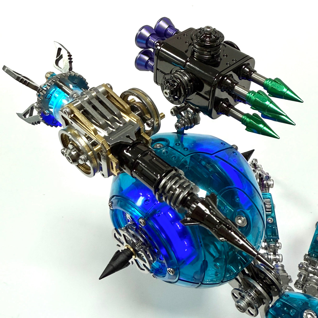 Cyberpunk Metal Mechanical Mecha Blue Battle Spider Model Building Kit for Adults