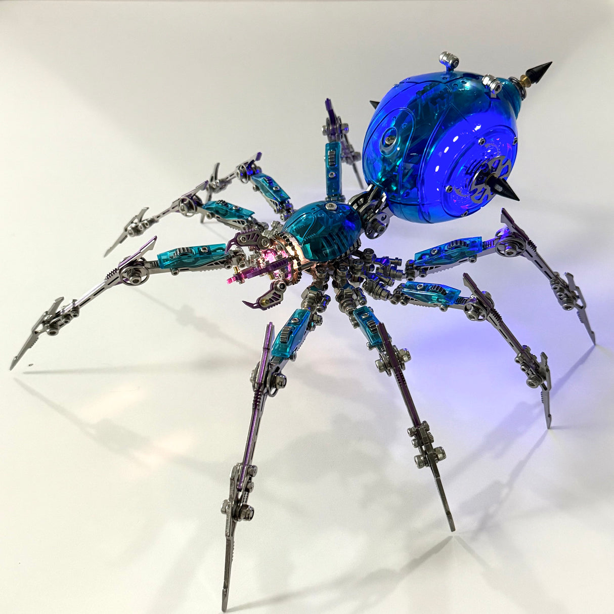 Cyberpunk Metal Mechanical Mecha Blue Battle Spider Model Building Kit for Adults