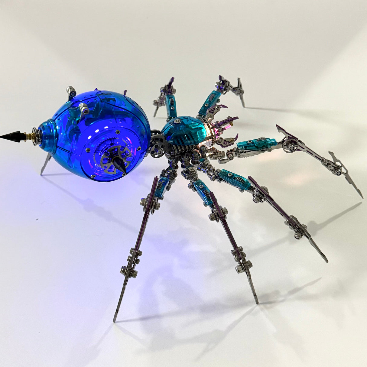 Cyberpunk Metal Mechanical Mecha Blue Battle Spider Model Building Kit for Adults