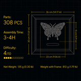 Mechanical Butterfly 3D Metal Puzzle Model Kit with Wooden Frame – DIY Framed Metal Wall Art for Adults
