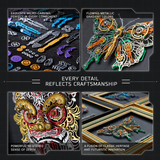 Steampunk mechanical butterfly framed model with colorful metal and gear details