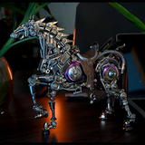 Mechanical Horse 3D Metal Model Puzzle Kit with LED Lights – DIY Steampunk Horse Building Set for Adults